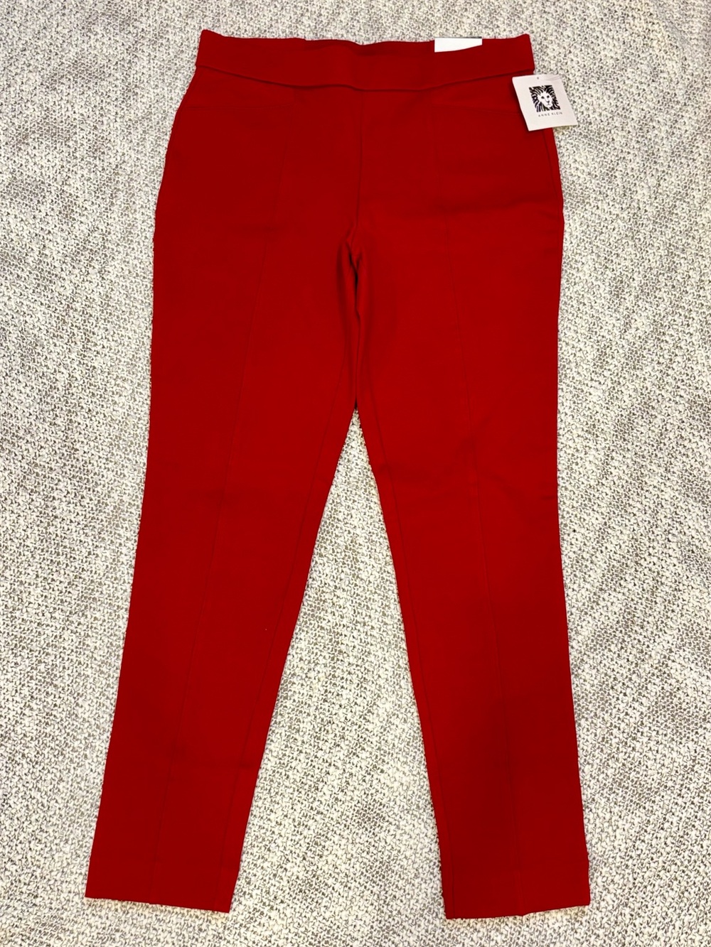 Anne Klein NWT Fire Red Slim Ankle Pull On Pants Women's Small